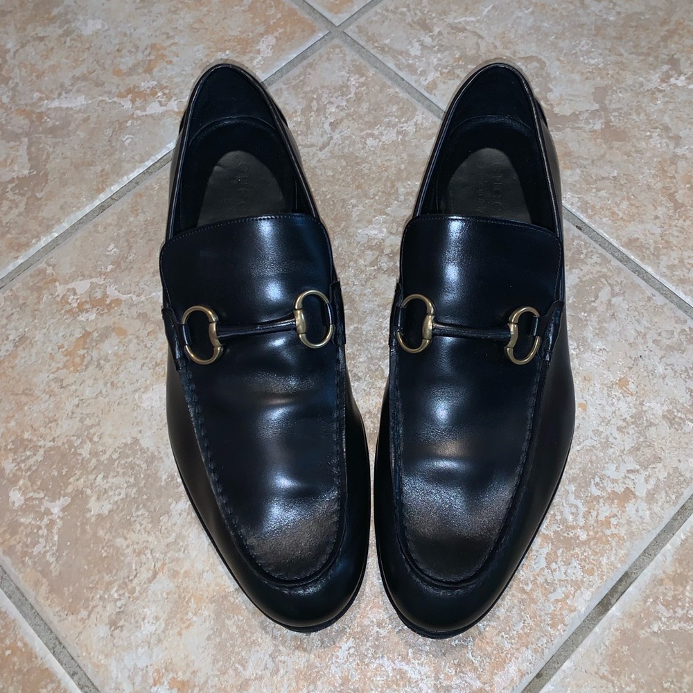 Vintage Gucci Black Leather Shoes Horsebit